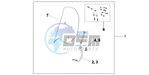 WINDSHIELD WITHOUT KNUCKLE VISOR