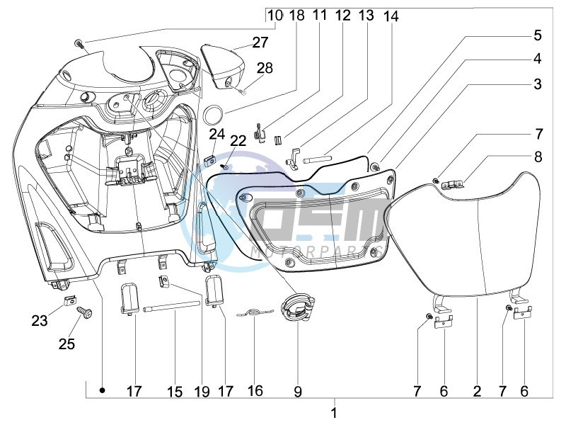 Front glove-box - Knee-guard panel