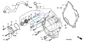 SH300A9 UK - (E / ABS MKH) drawing RIGHT CRANKCASE COVER/ WATER PUMP