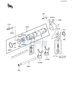 ZX 550 A [GPZ] (A1-A3) [GPZ] drawing GEAR CHANGE DRUM & FORKS