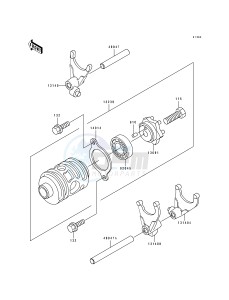 KDX 200 E [KDX200] (E1-E3) [KDX200] drawing CHANGE DRUM_SHIFT FORK