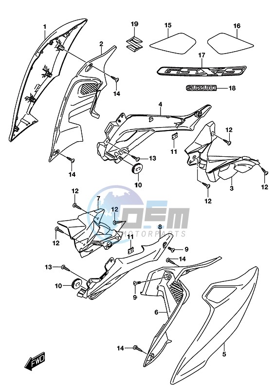 FUEL TANK SIDE COVER (GSX-S125MLL8 P21)