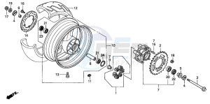 CB600F CB600S drawing REAR WHEEL