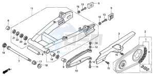 CB1300F CB1300SUPER FOUR drawing SWINGARM/CHAIN CASE