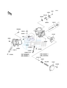 KRF 750 F [TERYX 750 4X4 NRA OUTDOORS] (F8F) F8F drawing CARBURETOR PARTS