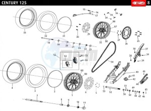 CENTURY-125-E4-GREY drawing WHEELS - CHAIN - SWING ARM