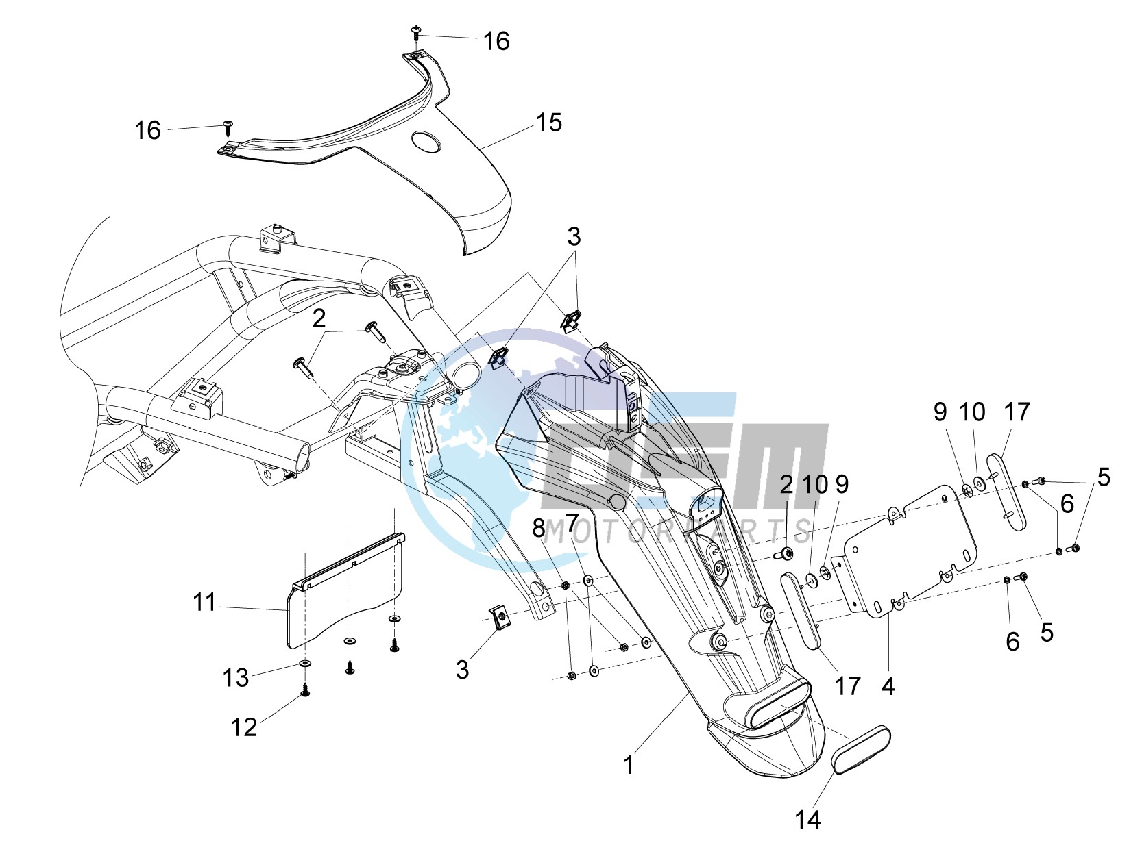 Rear cover - Splash guard