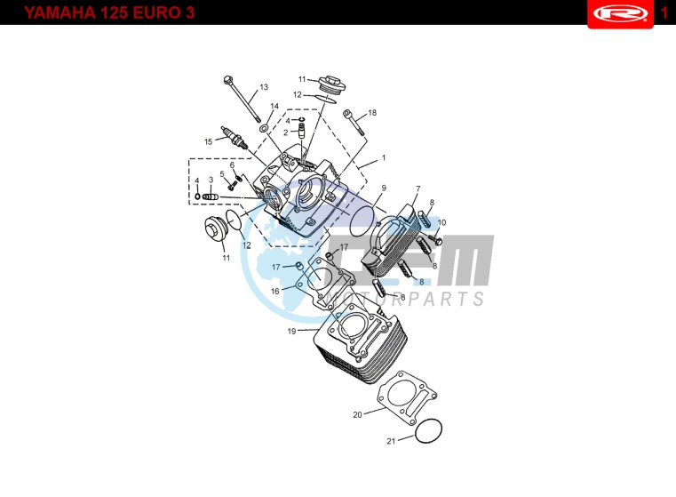 CYLINDER HEAD - CYLINDER  Yamaha 125 4t Euro 3