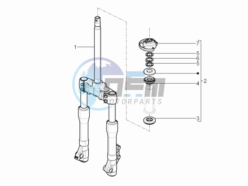 Fork steering tube - Steering bearing unit