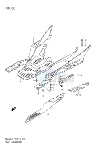 AN400 (E3-E28) Burgman drawing REAR LEG SHIELD