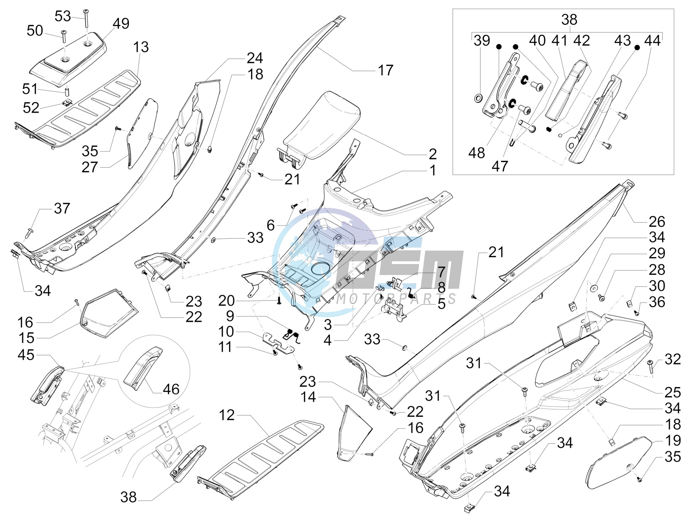 Central cover - Footrests