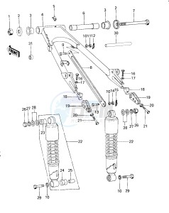 KZ 650 B (B1-B3) drawing SWING ARM_SHOCK ABSORBERS