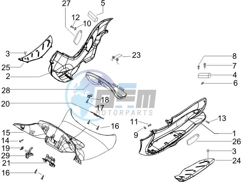 Central cover - Footrests