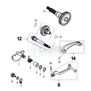 ELYSEO FR drawing DRIVE TRAIN AND KICKSTARTER WITHOUT FIBRE WASHER