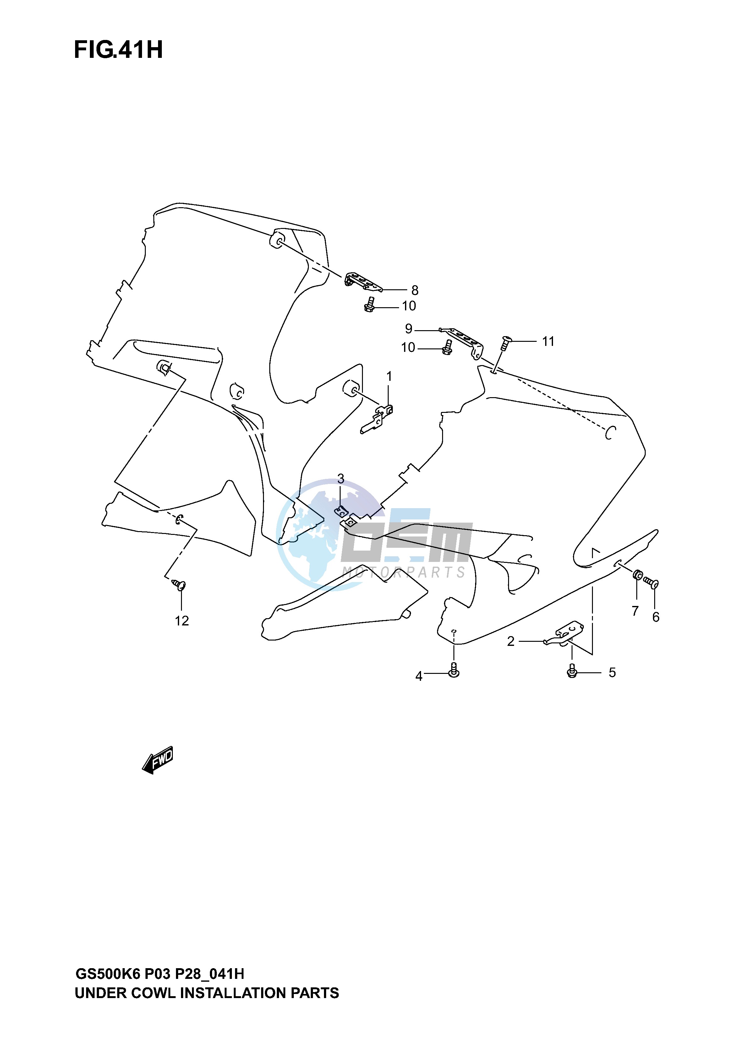 UNDER COWLING INSTALLATION PARTS (GS500FK4 K5 K6)