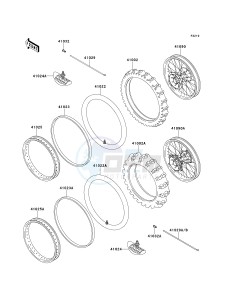 KLX 650 D [KLX650R] (D1) [KLX650R] drawing WHEELS_TIRES