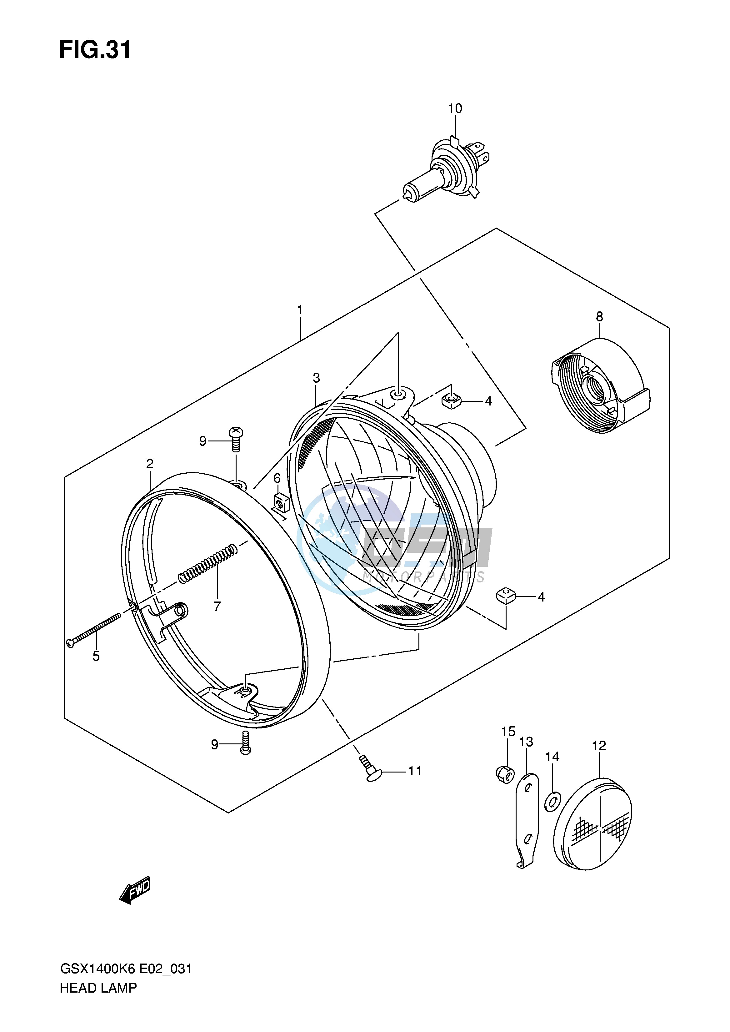 HEADLAMP ASSY (GSX1400K6 K7 ZK7 E24)