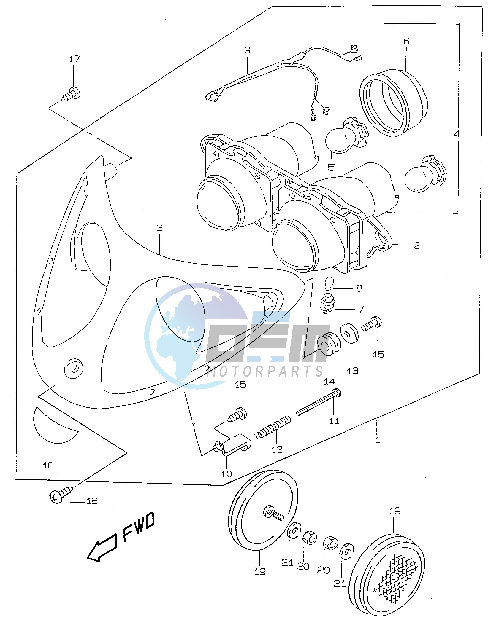 HEADLAMP (model V W X Y)