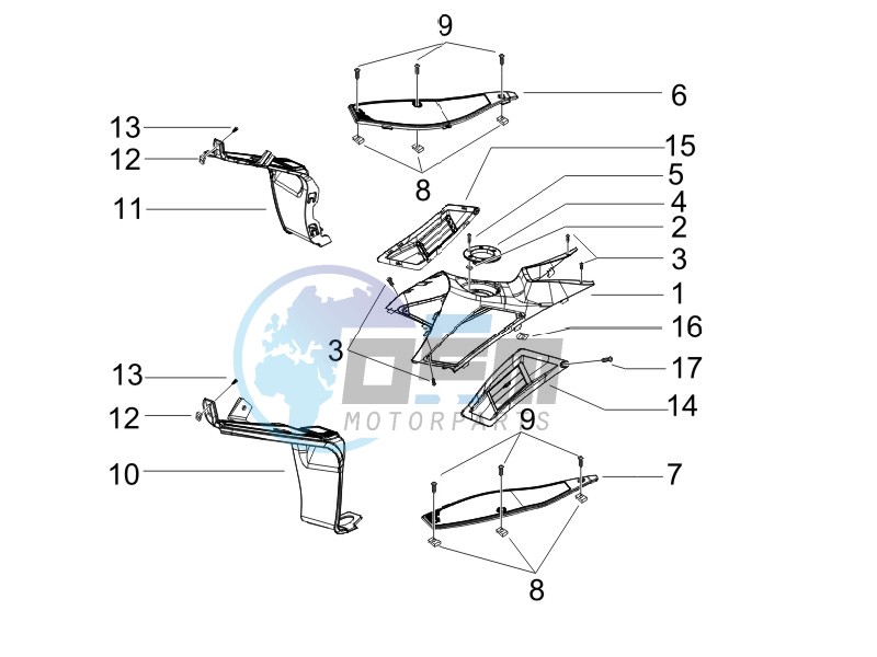 Central cover - Footrests