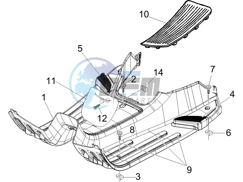 Central cover - Footrests