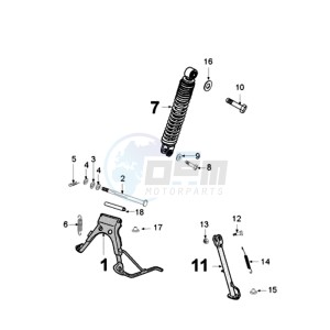 VIVA 3 L 50 4T SIXTIES drawing REAR SHOCK AND STAND