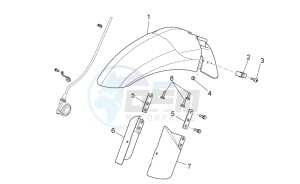 Scarabeo 125-200 ie Light drawing Front body - Front mudguard