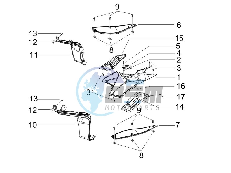 Central cover - Footrests