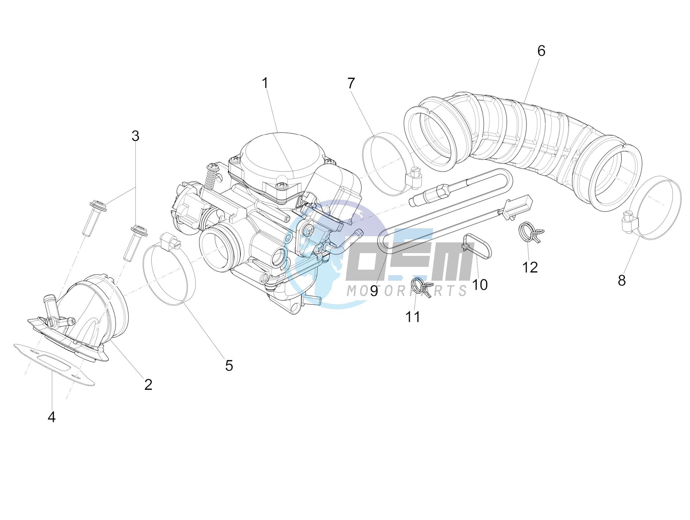 Carburettor, assembly - Union pipe