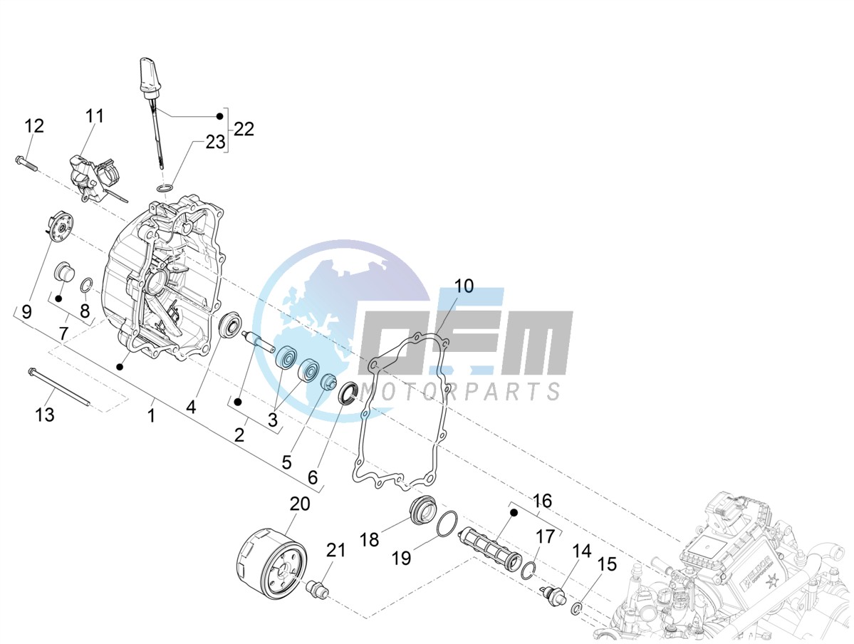 Flywheel magneto cover - Oil filter