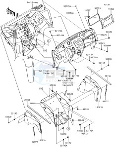 MULE SX 4x4 KAF400HHF EU drawing Frame Fittings(Front)