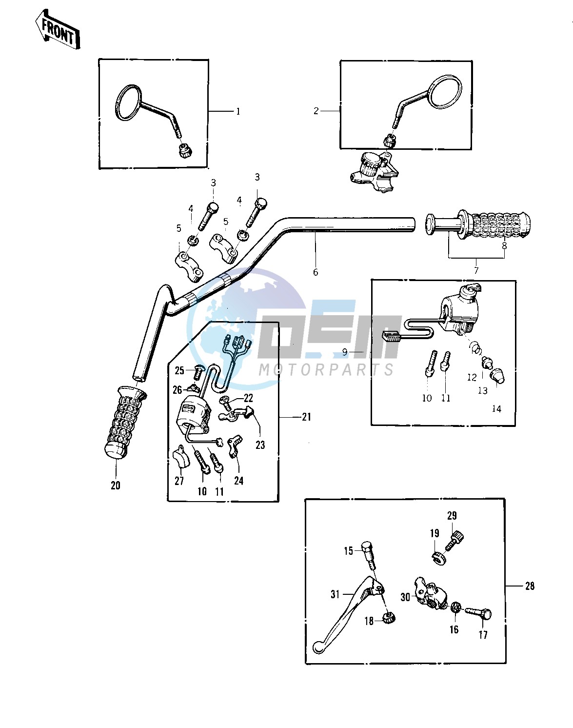 HANDLEBAR -- 76 -77 KZ400 - D3_D4- -