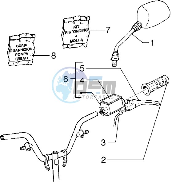 Handlebars component parts (Vehicle with rear hub brake)