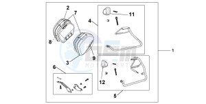 VFR800 drawing 35 LITRE PANNIER KIT SWORD SILVER MET