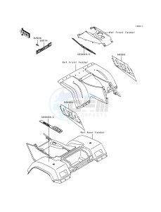 KLF 400 B [BAYOU 400 4X4] (B1-B3) [BAYOU 400 4X4] drawing DECALS-- GRAY- --- KLF400-B1- -