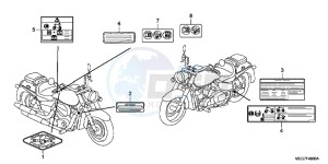 VT750C2BB Shadow E drawing CAUTION LABEL (VT750C2B/C2S/CS/C/CA)