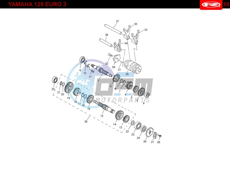 GEARBOX  Yamaha 125 EURO-3