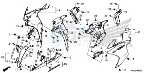 CBR500RE CBR500R UK - (E) drawing MIDDLE COWL