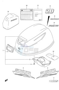 DF 20A drawing Engine Cover Remote Control w/Power Tilt Tiller Handle w/Power Tilt