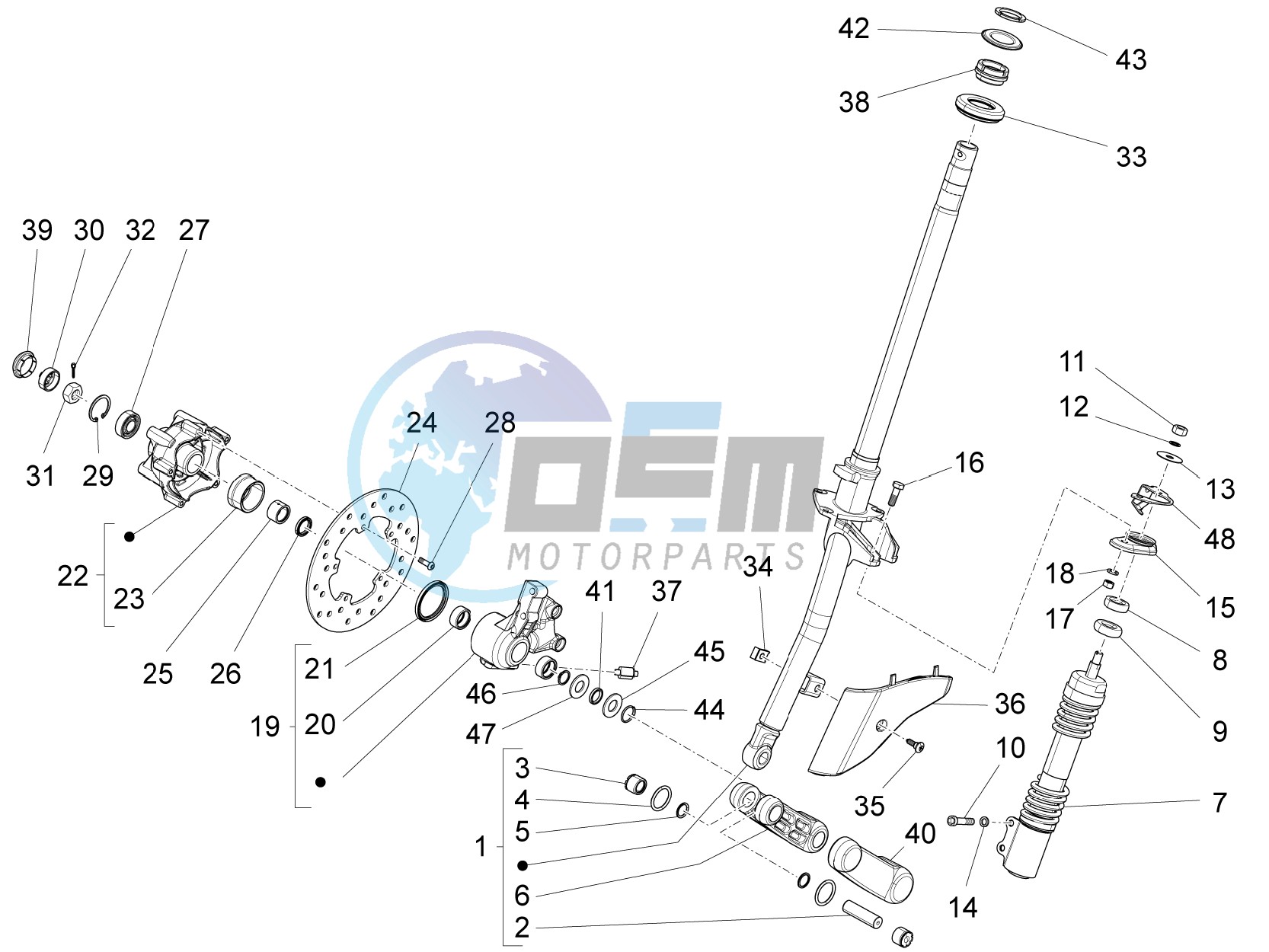 Fork/steering tube - Steering bearing unit