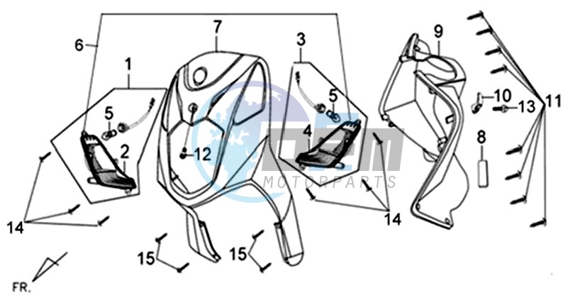 FRONT COWL / INNER LEG SHIELD /  INDICATOR LIGHTS