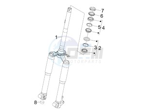 Liberty 50 2t (UK) UK drawing Fork steering tube - Steering bearing unit