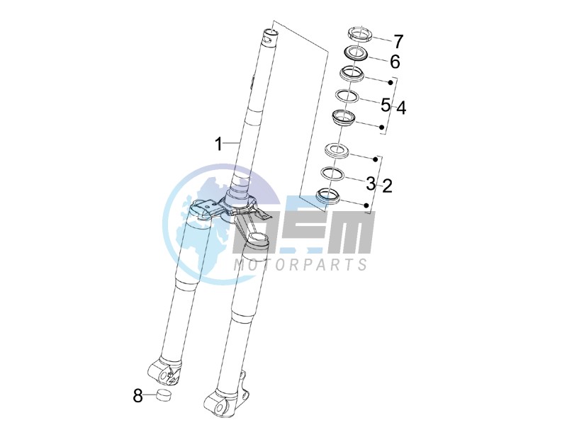 Fork steering tube - Steering bearing unit