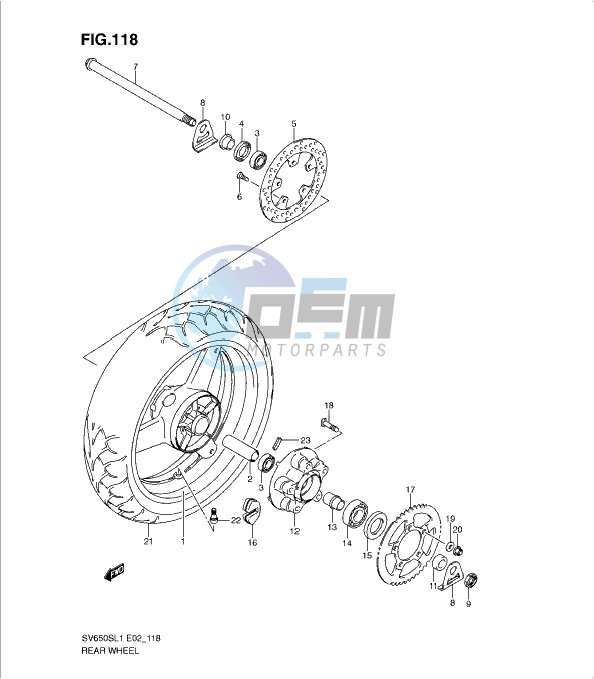 REAR WHEEL (SV650SL1 E2)