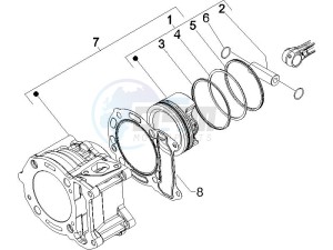 Beverly 125 e3 drawing Cylinder - Piston - Wrist pin unit