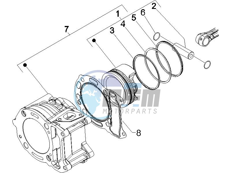 Cylinder - Piston - Wrist pin unit