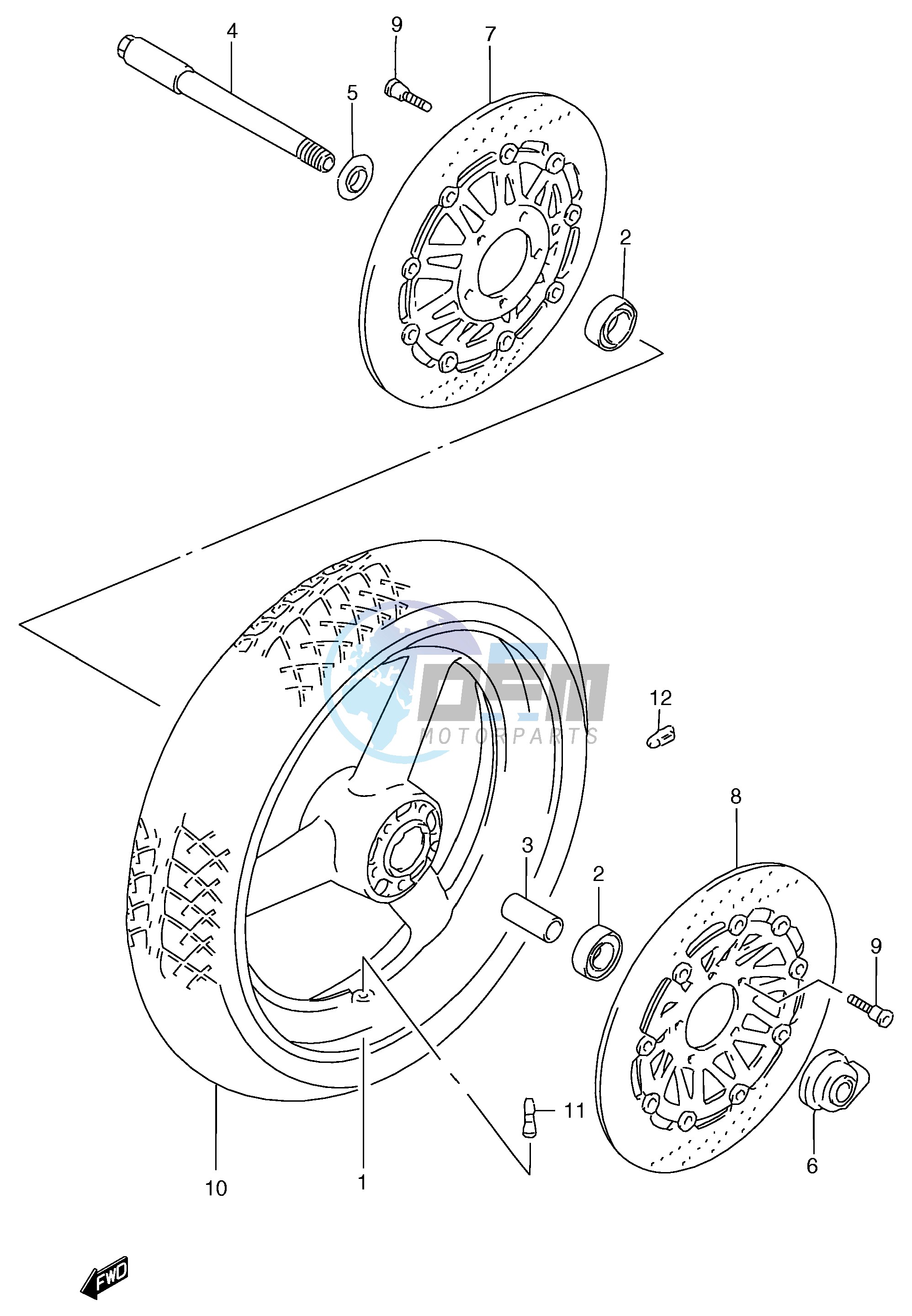 FRONT WHEEL (GSF1200T V W X Y ST SV SW SX SY)