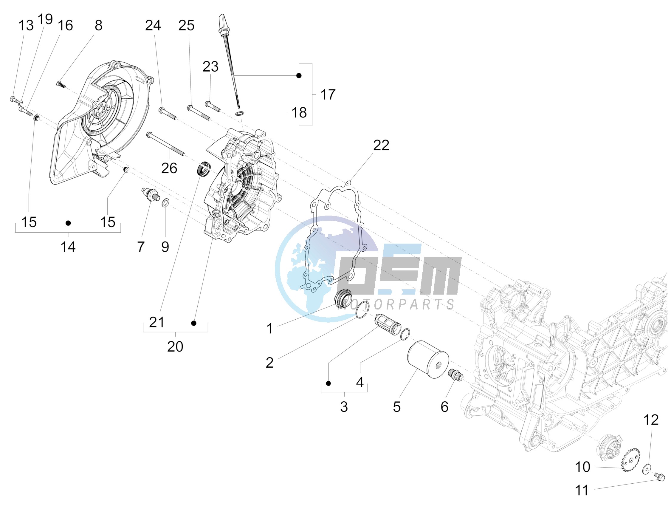 Flywheel magneto cover - Oil filter