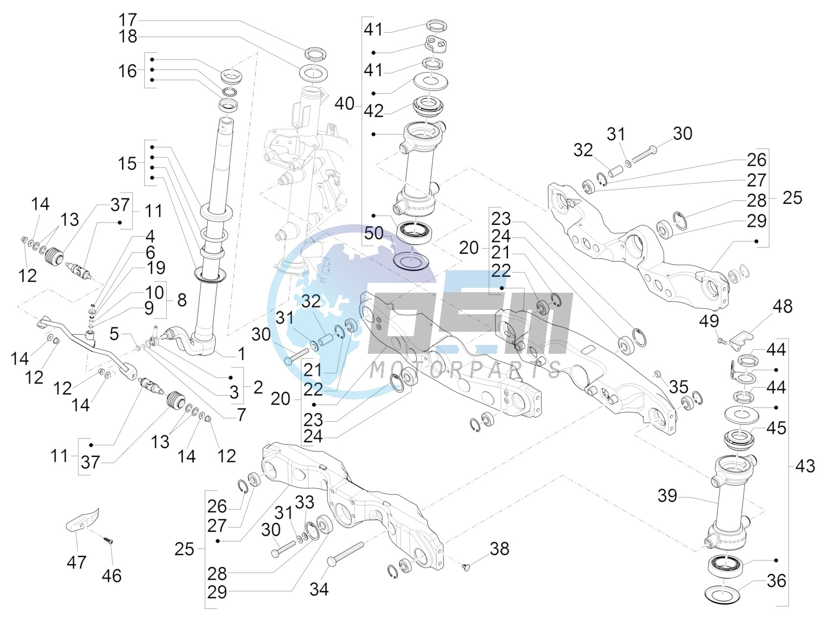 Fork/steering tube - Steering bearing unit