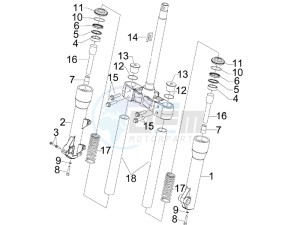 Beverly 500 ie e3 2006-2008 drawing Fork components (Kayaba)