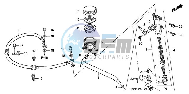 RR. BRAKE MASTER CYLINDER